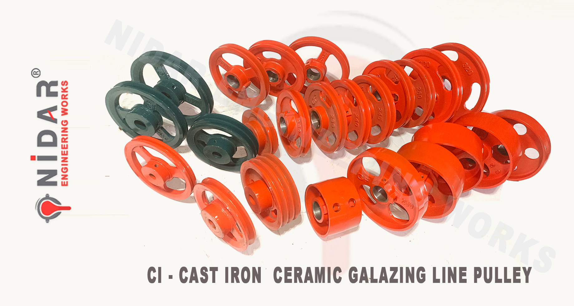 Cast Iron Ceramic Glazing line V Belt Solid Wheel Pulley - C-Line Belt Pulley Manufactures Rajkot Gujarat- India